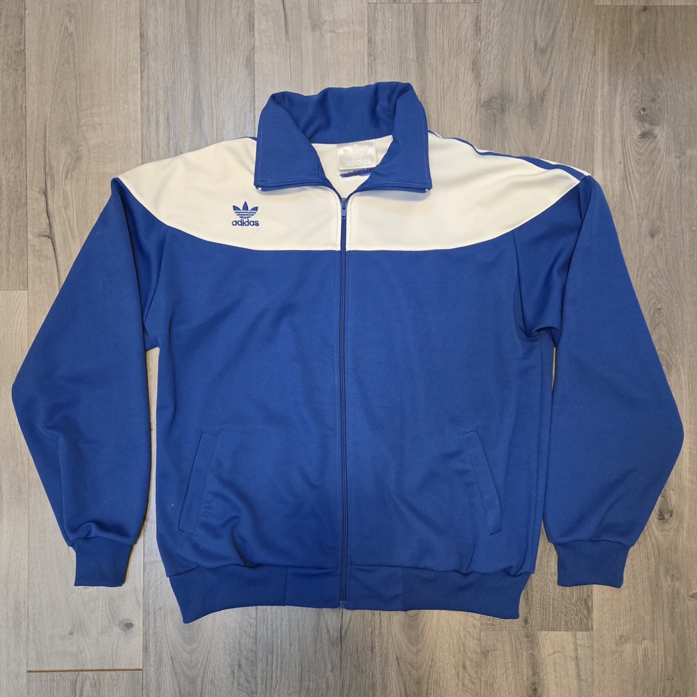 Classic Adidas Blue and White Track Jacket